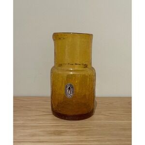 MCM style Pilgrim dark‎ amber crackle  glass vase with sticker